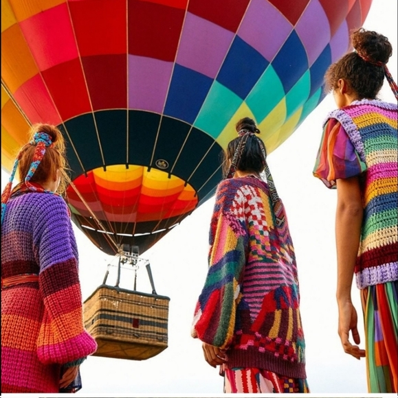 M/L Farm Rio Rainbow Midi Stripes Cardigan - Picture 6 of 12